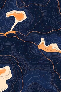 深蓝渐变流体线条艺术图案