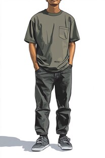 休闲装扮男士站立形象