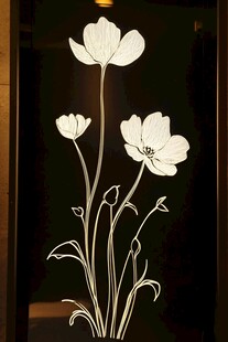 白色花卉玻璃艺术装饰画