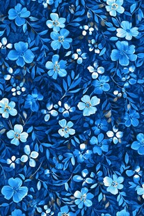 蓝色花卉图案背景纹理