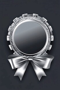 银色徽章带蝴蝶结装饰