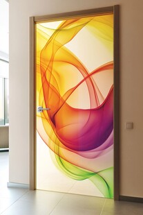 彩色动感线条艺术门贴