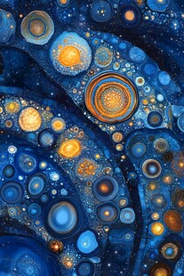 梦幻蓝色流体艺术泡泡世界