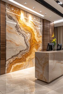 豪华大理石前台接待区