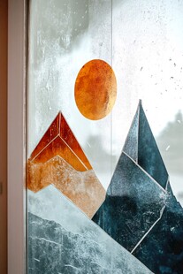 抽象山水玻璃艺术画