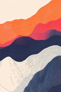 抽象山川波浪艺术插画