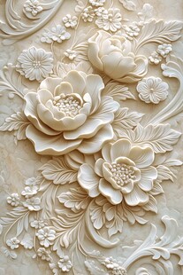 立体浮雕花卉墙面装饰艺术