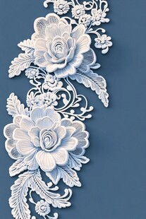 立体白色花卉刺绣图案