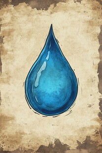 复古风蓝色水滴插画