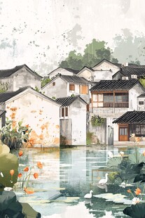 江南水乡古村落诗意景致