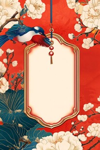 中式花鸟边框 典雅背景图