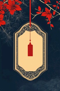 中式古典风花卉边框吊牌