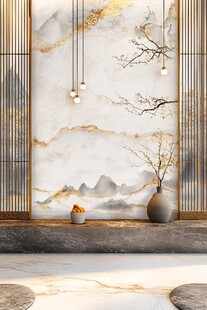 新中式山水风玄关装饰美