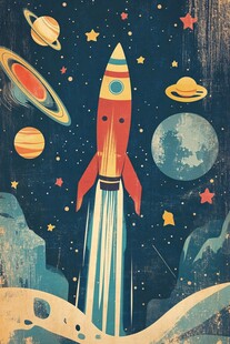 火箭遨游奇幻星空世界