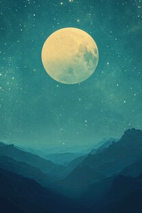 月夜下的山峦与璀璨星空