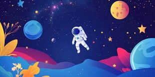 遨游太空的宇航员奇幻场景