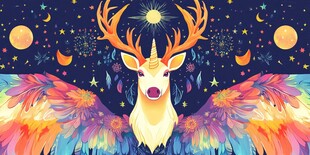 梦幻独角飞鹿的奇幻星空