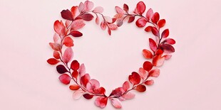 心形红叶花环装饰图