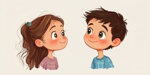 可爱兄妹对视瞬间