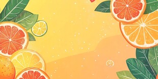 清新柑橘水果背景插画