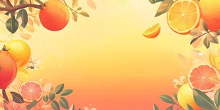 柑橘环绕的温暖绚丽背景