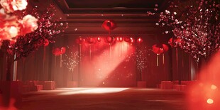 中式喜庆舞台 红韵氛围浓