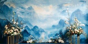中式山水风婚礼花艺场景