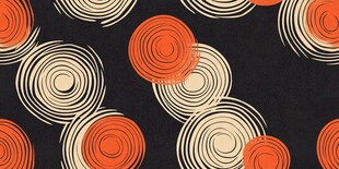 橙白圆圈黑色背景图案