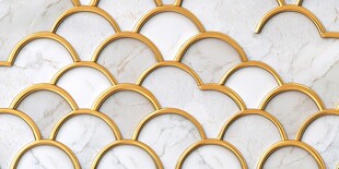 金色扇形瓷砖图案设计