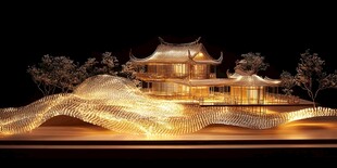 中式发光建筑模型艺术展示