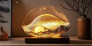 中式山水意境台灯摆件