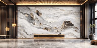 中式大理石山水背景墙