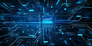 科技感芯片与电路背景图