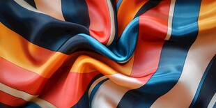 多彩条纹丝绸的优美褶纹