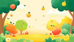 秋日果园欢乐卡通场景