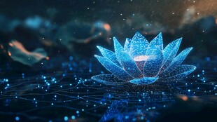 梦幻蓝色数字莲花艺术图景