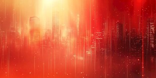 红色科技风城市幻景背景