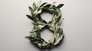 绿叶组成的数字8造型