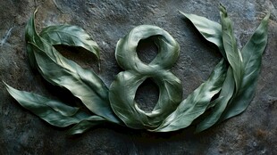 绿叶组成的数字8造型