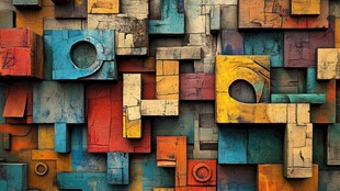 多彩立体字母拼接艺术墙