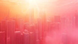 梦幻粉色系的城市天际线