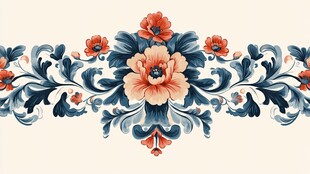 中式花卉边框图案设计