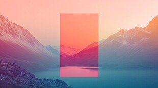 梦幻山间湖景渐变风光