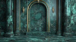 古典绿大理石拱门室内场景