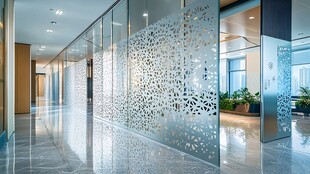 现代办公走廊镂空隔断设计