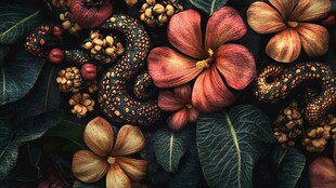 繁花间的神秘蛇类景象