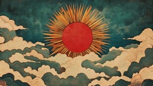 红日耀云海 国风画卷