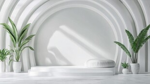 白色极简室内绿植展示空间