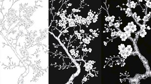 黑白梅花图案设计素材