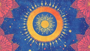 梦幻日月星辰花卉装饰画